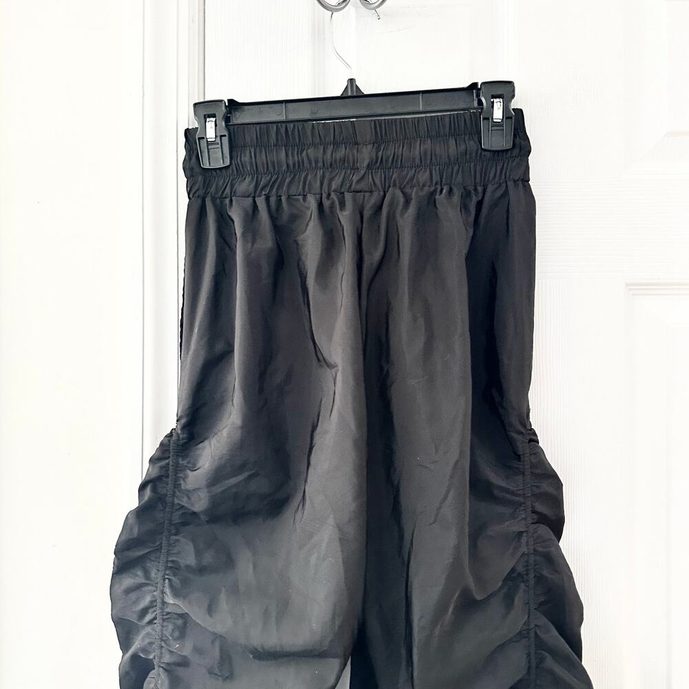 Kollyy Black Harajuku Nylon Baggy Ruched Gathered Y2K Windbreaker Pants Small - Picture 8 of 11